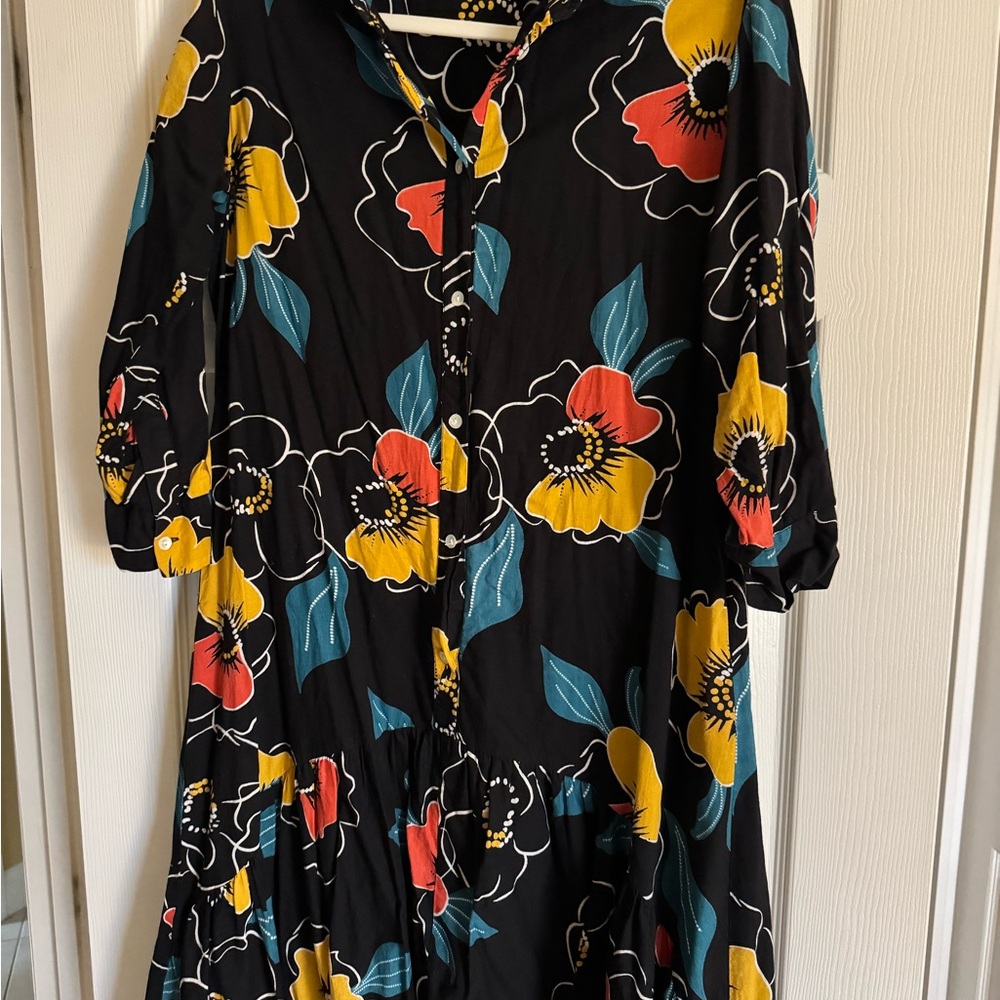 Ro’s Garden Floral Black Midi Dress